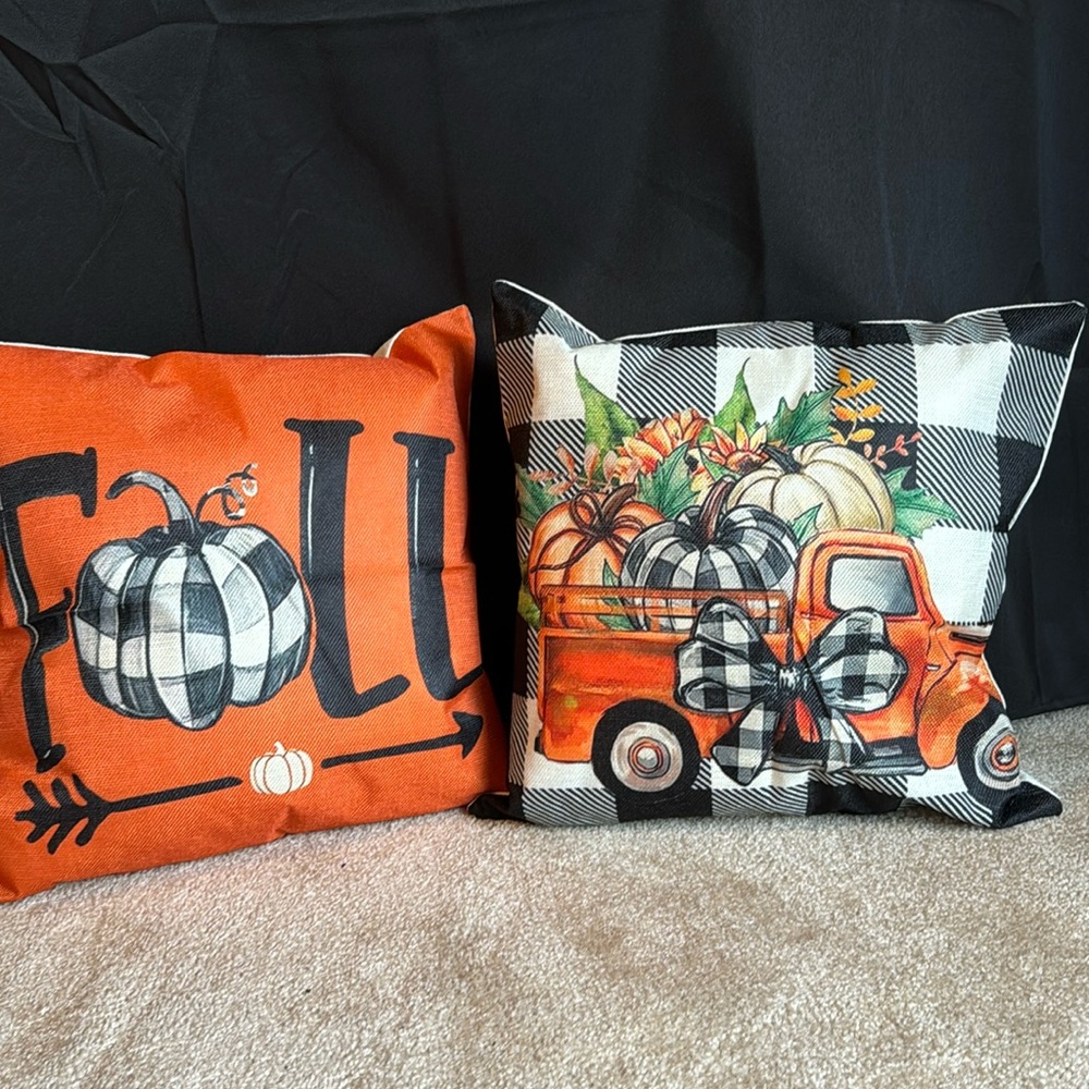 Pillows Fall Design, SET OF TWO, Pillows Included, NEW